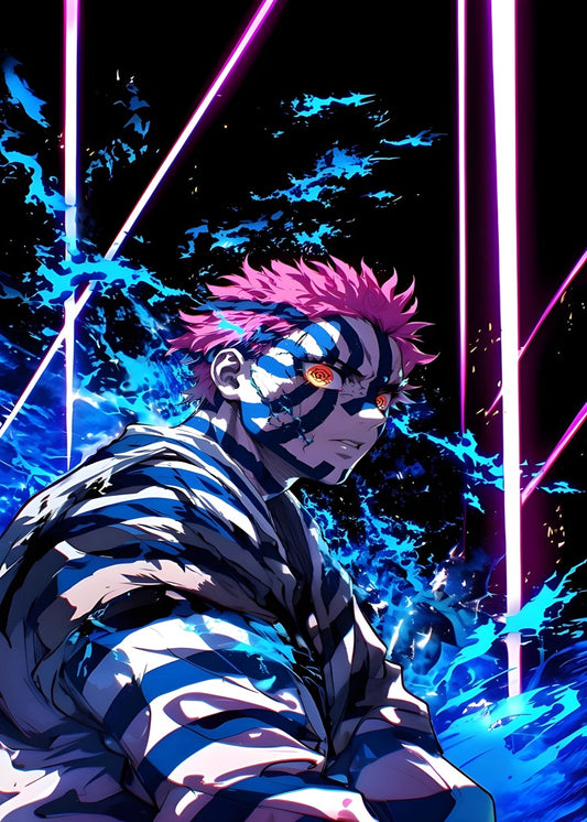 Akaza Neon Blue Energy Power, Demon Slayer Kimetsu no Yaiba
