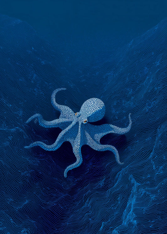 Octopus in Deep Blue Lines