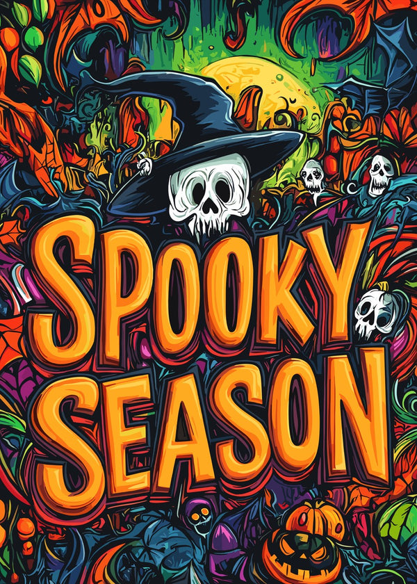 Spooky Season Witch and Skulls