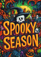 Spooky Season Witch and Skulls