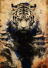 Ancient tiger and japanese temples