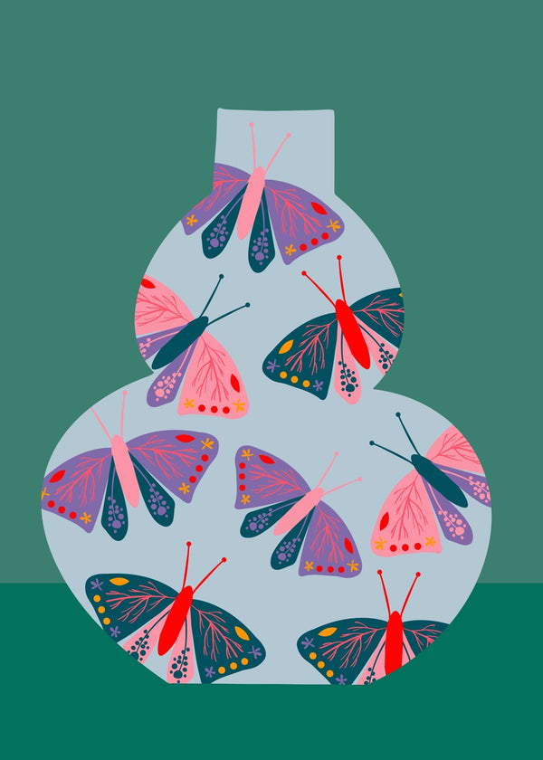 Butterfly Vase Art