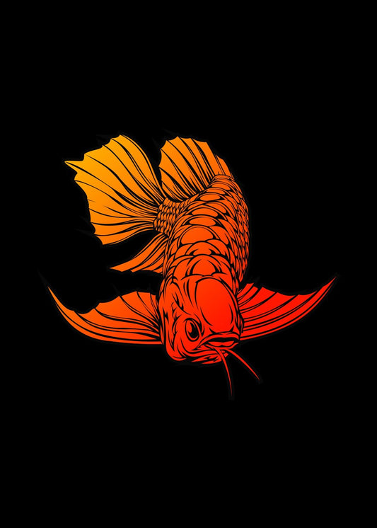 Fiery Gradient Fish Vector