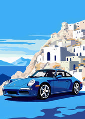 Vintage blue porsche	