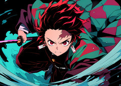 Tanjiro Kamado Water Breathing Slash, Demon Slayer