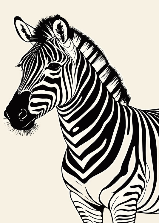 Detailed Zebra Monochromatic
