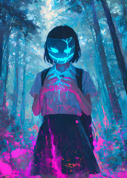 Neon Anime Girl Horror 