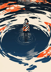 Girl in Water with Koi Fish
