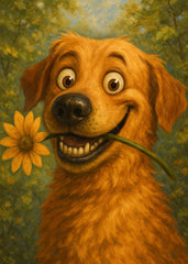 Smiling Dog With Flower