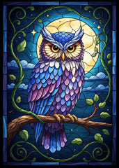 Stained Glass Fantasy Owl