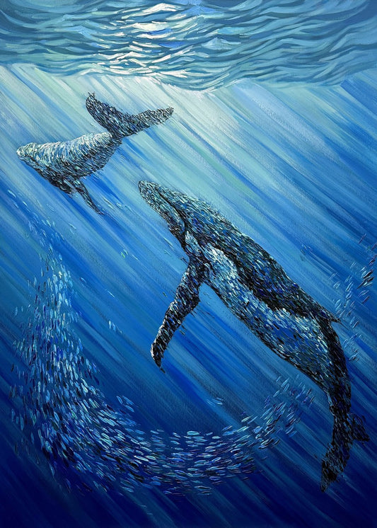 Whale in ocean painting
