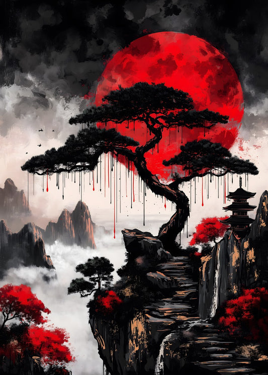 Crimson Moonrise Serenity