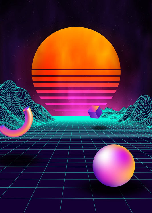 Neon retrowave sunrise
