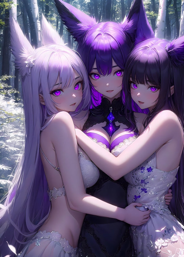 Purple Anime Twins
