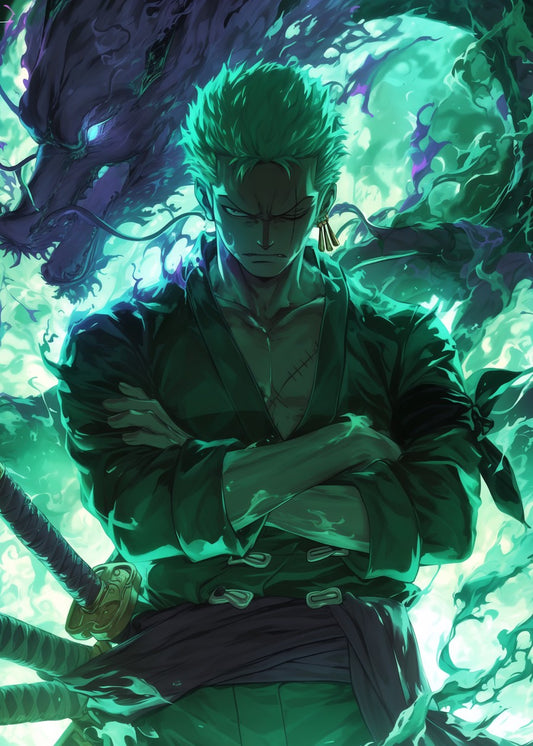 Zoro Green Flaming Dragon