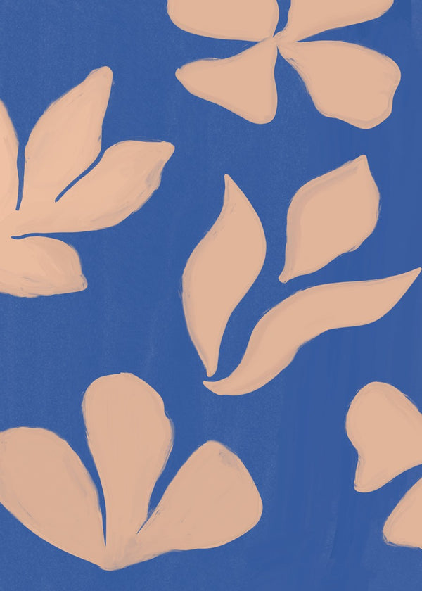 Abstract Botanical Blue Peach
