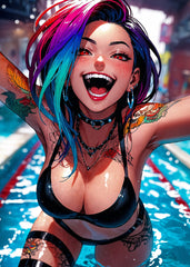 Happy Anime Girl in Pool