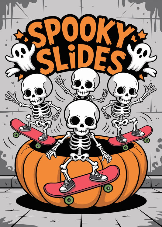 Spooky Skeletons on Skateboard