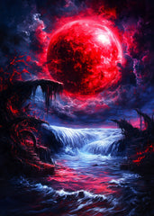 Crimson Moon Over Enchanted Fantasy