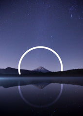 Mount fuji in starry space galaxy