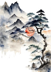 japan scenery watercolor painting