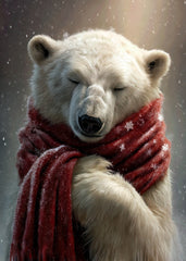 Polar Bear Wearing Red Scarf