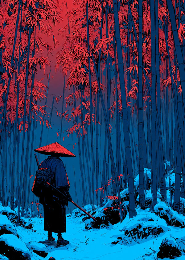 Samurai in Crimson Bamboo
