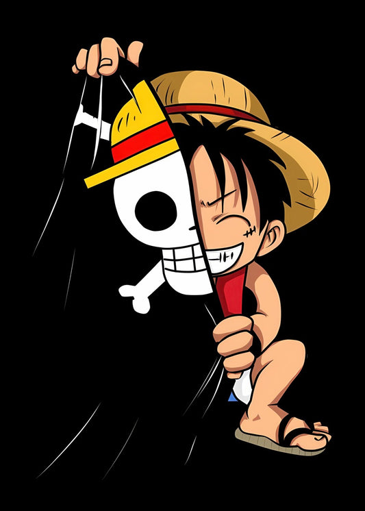 Chibi Luffy with Jolly Roger