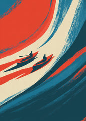 Two Kayaks On Top of Waves