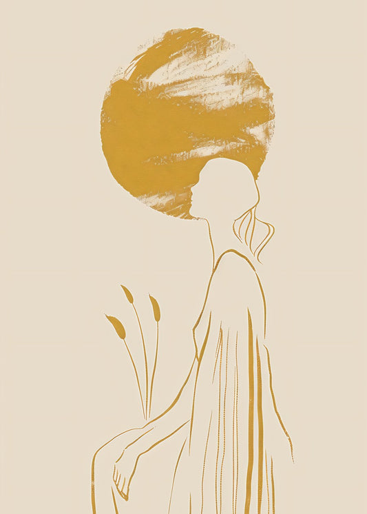 Golden Abstract Woman Rising