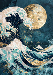 Golden Tsunami Under the Moon