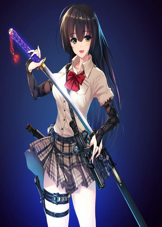 Anime school uniform sword girl