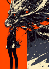 Anime Girl with Dragon Shadow