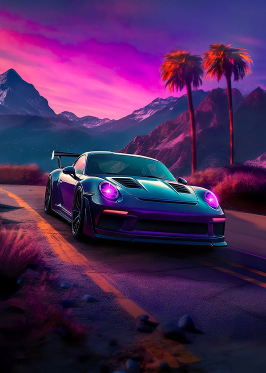 Synthwave aesthetic sport car 