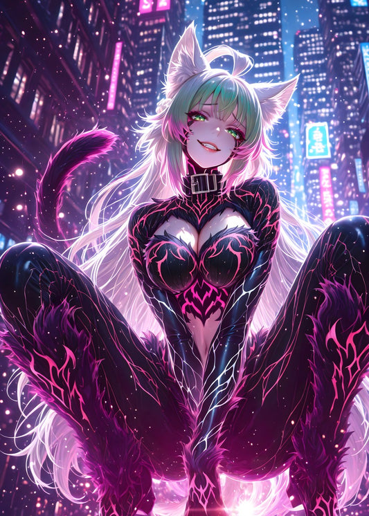 Neon Cat Guardian