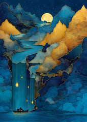Golden Moonlit Cascade