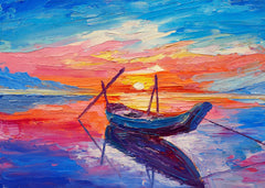 Small boat in the ocean