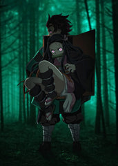 Tanjiro with Nezuko