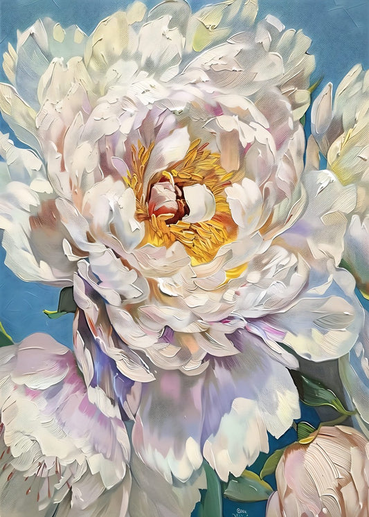 Textured White Peony Bloom