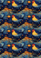 Cute Starry Watercolor Chicken
