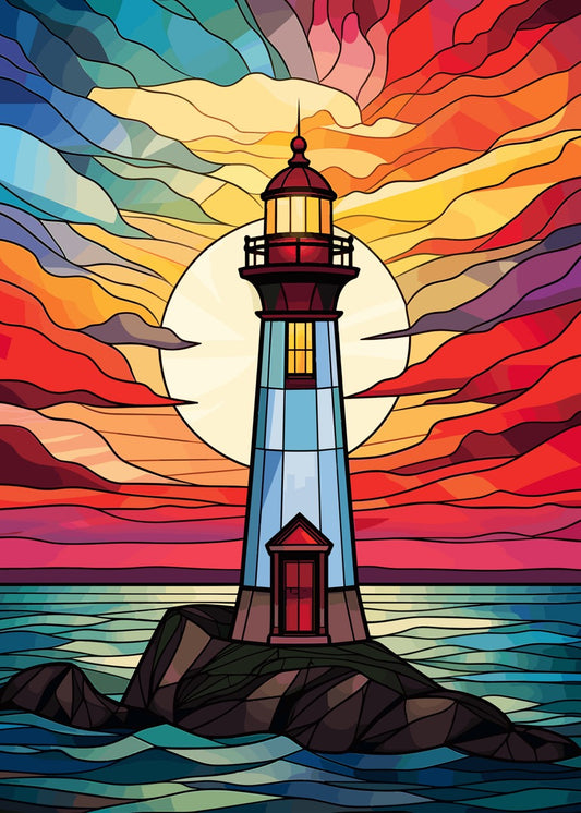 Stained Glass Lighthouse Art