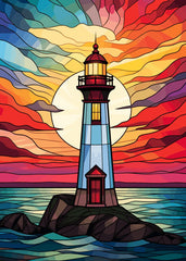 Stained Glass Lighthouse Art