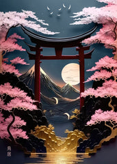 Japanese Torii Landscape gold 