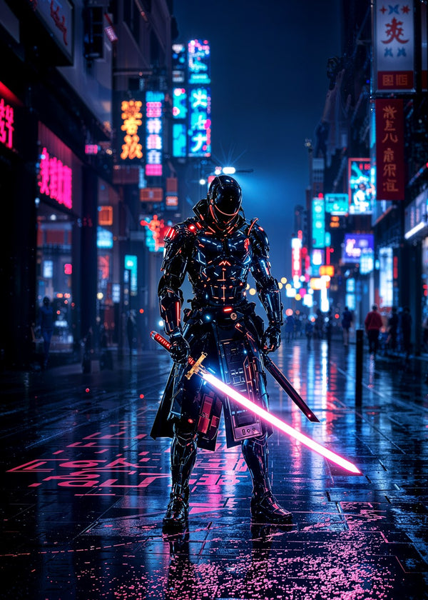 Cyber Samurai in Neon Rain