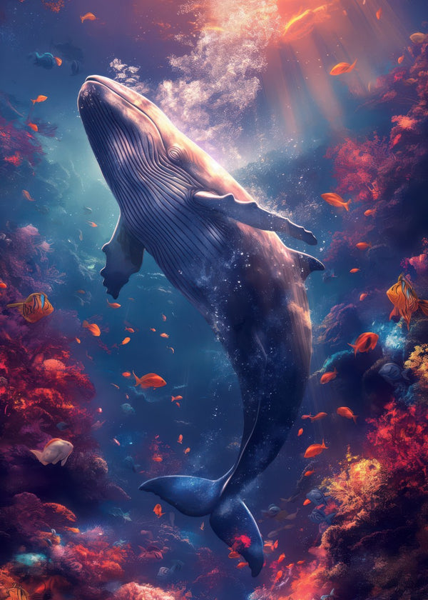 Whale in Ocean with Fish