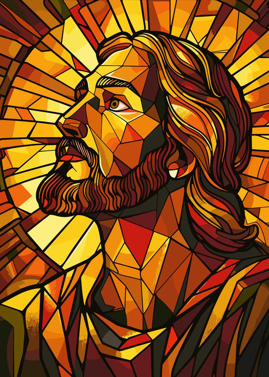 Vibrant Geometric Icon Jesus
