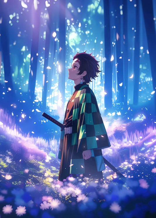 Tanjiro Kamado in Forest Glow, Demon Slayer Kimetsu no Yaiba