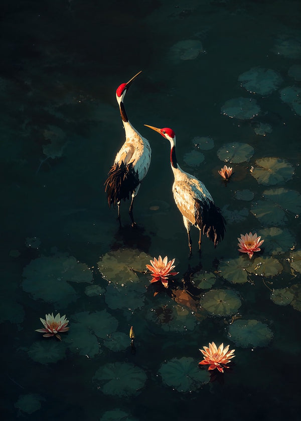 Cranes in Lotus Silence