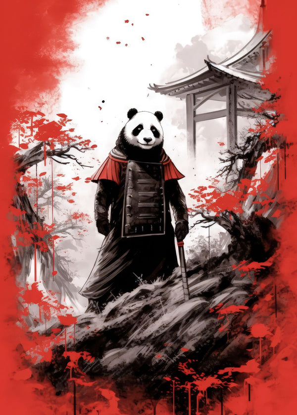 Japanese style panda samurai