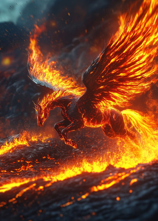 Fiery Pegasus in Flight